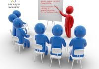Animated graphic depicting a classroom training in progress as the whiteboard displays text - Become Ascezen Certified Content Writer. Pursue content writing training in Lucknow, India